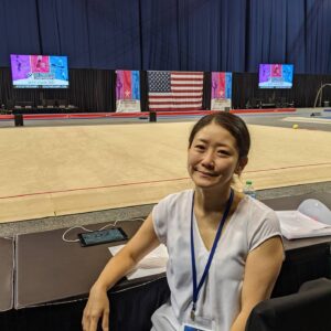 Coach Hitomi judging at the U.S Olympic final selection in 2021